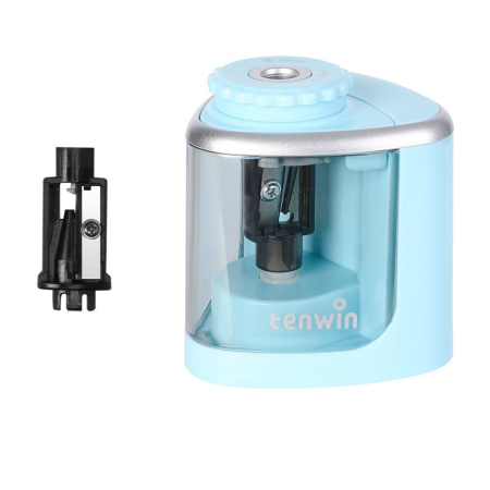 Accesorii Birou Si Consumabile - Ascutitoare Electrica Semi-Automata, Flippy, din Plastic, Baterii 2 x AA (neincluse), 6.5 x 6.5 x 7.5 cm, Albastru