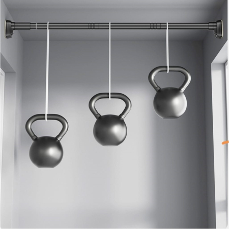Bara Telescopica Multifunctionala, Flippy, din Otel Inoxidabil si ABS, Utilizare Universala, Extensie 185 - 205 cm, Fara Perforare Perete, Negru [3]
