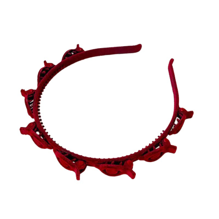 Ingrijire Par si Accesorii - Bentita de Par pentru Femei, Flippy, Agrafa Stil Coreean, Accesoriu pentru Par cu Textura MultiStrat, 13 x 11.5 cm, Rosu