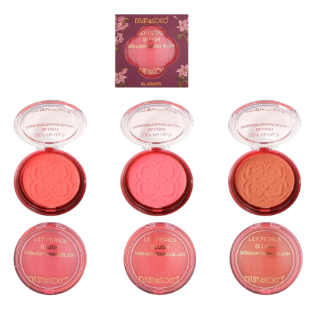 Blush Compact KEVIN & COCO Lily Petals, Model Dream, 9.3 g, Finish Natural, Efect Proaspat si Luminos, 7.5 x 7.5 x 2.1 cm, Roz Pudrat [1]