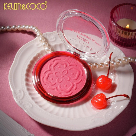 Blush Compact KEVIN & COCO Lily Petals, Model Dream, 9.3 g, Finish Natural, Efect Proaspat si Luminos, 7.5 x 7.5 x 2.1 cm, Roz Pudrat [3]