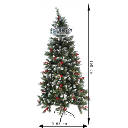 Brad Artificial de Craciun, Flippy, Sectionat pentru Perete/ Colt, 1.50 m inaltime, Verde, Decorat, Diametru Inferior 83 cm, Interior/ Exterior [5]