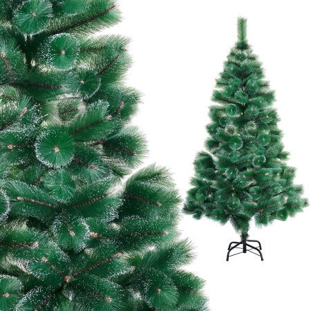Brazi Craciun - Brad artificial de Craciun tip pin nins, pentru interior/exterior, inaltime 180 cm, Flippy, verde, suport metalic inclus