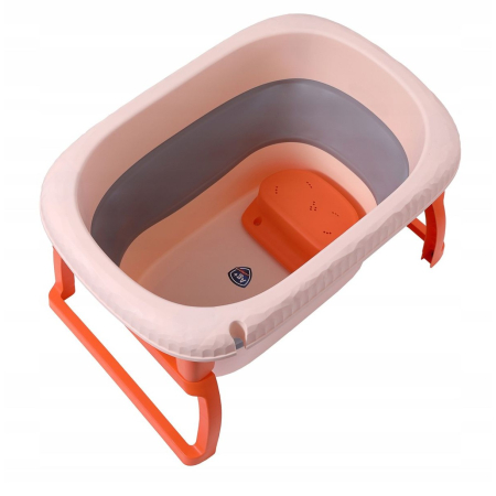 Cada Pliabila pentru Baie, Flippy, din PP+TPE, pentru Copii 0-6 Ani, cu Picioare, Suport de Sezut, Scurgere Etans, 80 x 52 x 42 cm, Portocaliu [4]
