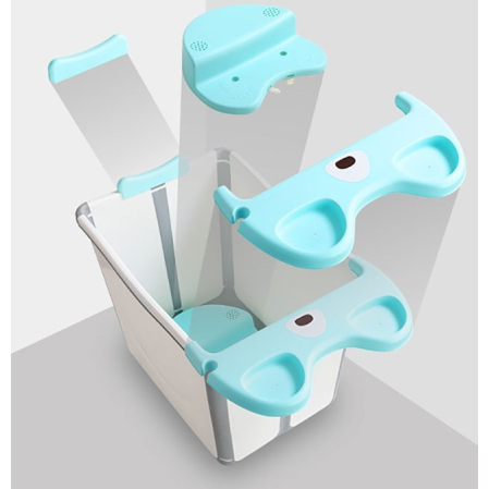 Cada Pliabila pentru Baie, Flippy, din PP+TPE, pentru Copii +6 Luni, Model Ursulet, Scaun de Interior, Detasabil, 82 x 50 x 54 cm, Albastru [4]