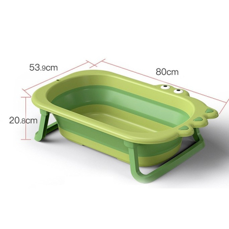 Cada Pliabila pentru Baie, Flippy, din PP+TPR, pentru Copii 0-6 Ani, Model Crocodil, Dop de Scurgere, 80x54x21 cm, Verde [2]