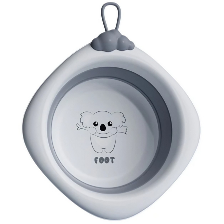 Articole Pentru Baie - Cada Pliabila pentru Baie pentru Copii, Flippy, Cadita pentru Bebelusi, Model Romb pentru Picioare Koala, Gri, 30x30x3.5 cm, 4L