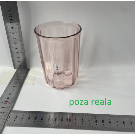 Cana de Apa pentru Clatit, Flippy, pentru Periuta de Dinti, 200 ml, 10.4 x 7.3 cm, Roz Transparent [1]