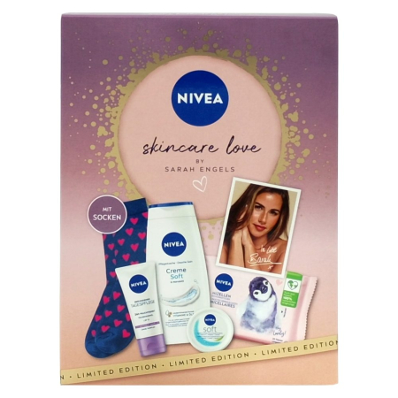 Cosmetice - Caseta Cadou, Nivea, Gel de Dus 250, Cr50, Cr50, Serv25, Sosete Skin Care Love