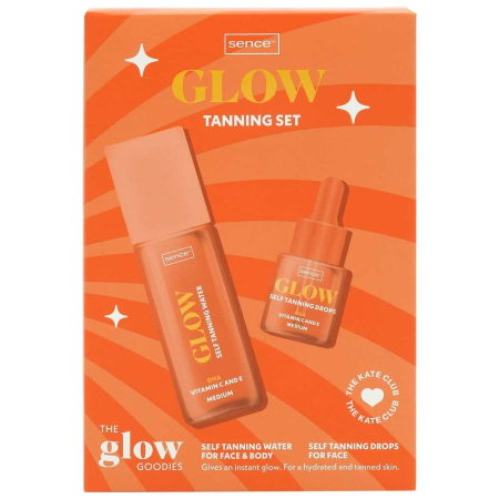 Set Caseta Cadou - Caseta Cadou, Sence, Picaturi Autobronzante 18 ml, Lotiune Bronzat 105 ml The Glow