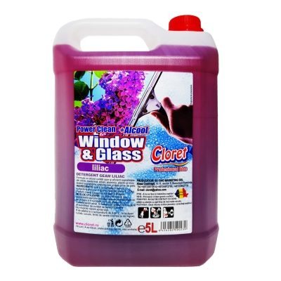 Solutie Curatat Geamuri - Cloret Detergent Geam 5 L Liliac