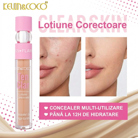 Corector Lichid pentru Ten, Kevin Coco, Clear Skin, Nuanta Bej Deschis, Subton Roz Piersica [6]