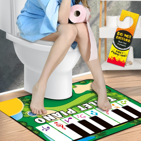 Covoras de Baie, Flippy, Model Pian Electric, Interactiv, 3 Moduri, +14 Ani, din Panza, cu Baterii, 60 x 48 cm, Verde [3]