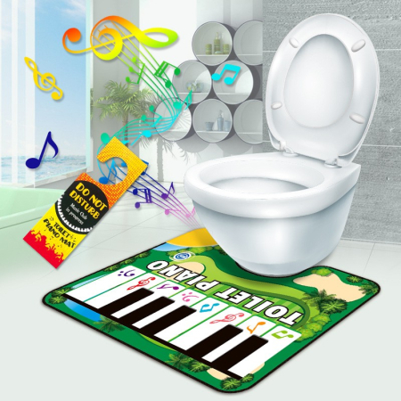 Covoras de Baie, Flippy, Model Pian Electric, Interactiv, 3 Moduri, +14 Ani, din Panza, cu Baterii, 60 x 48 cm, Verde [6]