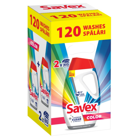 Detergent Rufe - Detergent Lichid, Savex, 2 X 2.7 L Color 120 spalari