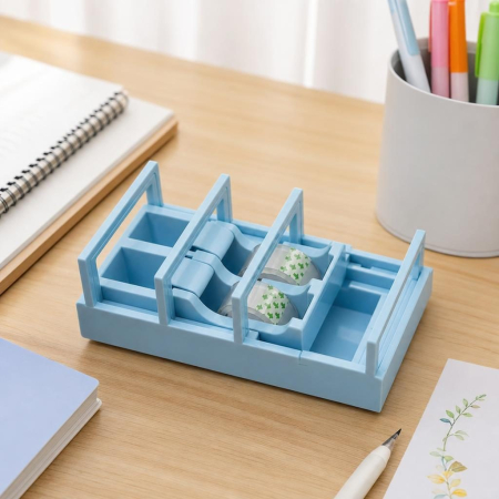 Dispenser de Banda Adeziva, Flippy, Suport pentru Banda Adeziva pentru Birou, Scoala, din Plastic, 15,5 x 7,7 x 7,4 cm, Albastru Pastel [4]