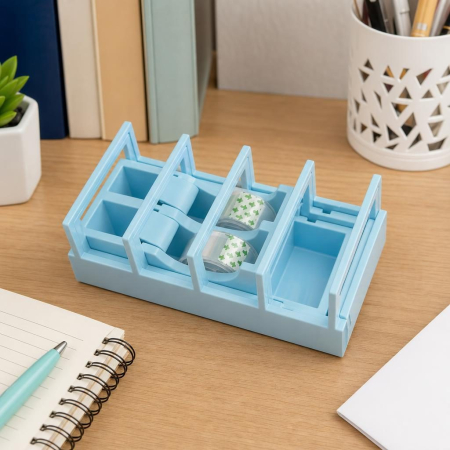 Dispenser de Banda Adeziva, Flippy, Suport pentru Banda Adeziva pentru Birou, Scoala, din Plastic, 15,5 x 7,7 x 7,4 cm, Albastru Pastel [5]