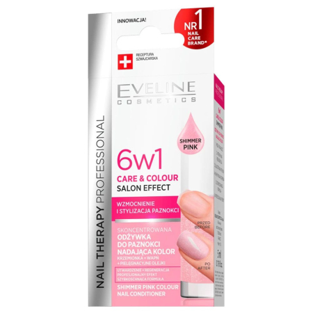 Produse Ingrijire - Eveline Nail Therapy 6in1 Shimmer Pink