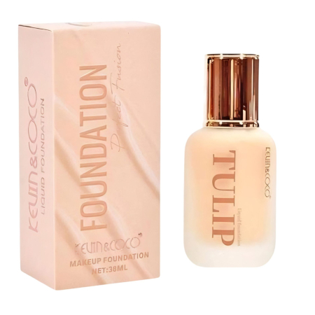 Fond De Ten - Fond de Ten, Kevin&Coco, Model Tulip, Textura Lichida, Acoperire Naturala, 38 ml, 5 x 3.7 x 10.7 cm, Nuanta 4, Golden Beige