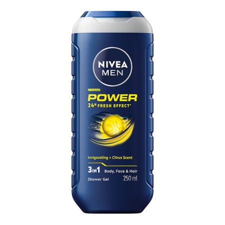 Sampon Si Gel De Dus - Gel de Dus, Nivea, 250 ml Men Power 24H Fresh Effect