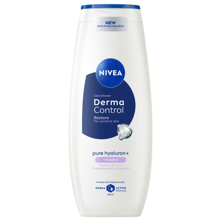 Sampon Si Gel De Dus - Gel de Dus, Nivea for Men, 500 ml, Derma Control Restore, Curatare si Hidratare pentru Pielea Sensibila