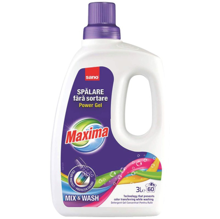 Detergent Rufe - Gel, Sano Maxima Detergent, 3 L Mix Wash 60 spalari