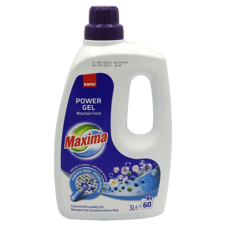 Detergent Rufe - Gel, Sano Maxima Detergent, 3 L Mountain Fresh 60 spalari