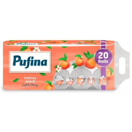 Hartie Igienica - Hartie Igienica, PUFINA, Piersica, Set 20 Role, 3 Straturi