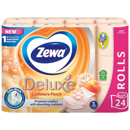 Hartie Igienica - Hartie Igienica, ZEWA, Deluxe Cashmere Peach, 3 Straturi, Set 24 Role