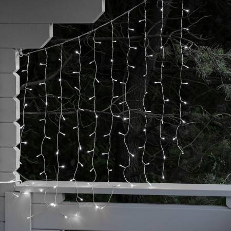 Instalatie Craciun Yoto, Tip Perdea, 2 m x 1 m, 120 LED-uri, Prelungitor 1.5 m, 8 Jocuri de Lumini, Interconectabila, Fir transparent, Interior/Exterior, Alb Rece [5]