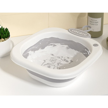 Lavoar Pliabil, Flippy, pentru Copii 1-8 Ani, 28.5x28.5x10 cm, din PE+PP, 3.5l, Model Fata, Gri [1]