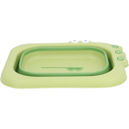 Lavoar Pliabil, Flippy, pentru Copii, din PP/TPE, Portabil, Model Crocodil, 30x24.5x9 cm, Verde [1]