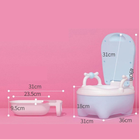 Olita pentru Copii, Flippy, +1an, Portabila, Design Vacuta cu Capac, Model Prietenos, Non-Toxic, cu Manere, Compartiment Detasabil, Perie Inclusa, Usor de Curatat, Albastru [4]