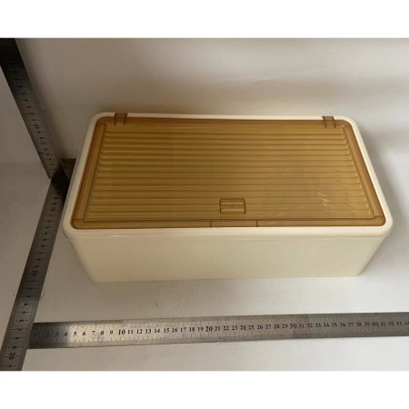 Organizator Cosmetice, Flippy, Montare pe Perete fara Perforare, 36.5x10.9x20 cm, din PP si ABS, Bej, Usa Transparenta [1]
