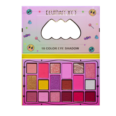 Paletă de Machiaj Kevin&Coco Candy Star, 18 Culori, Farduri de Pleoape Mate și Sidefate, Pigmentare Intensă, Design Candy Colorat, 19.3 x 12 x 1.4 cm3 x 12 x 1.4 cm, Multicolor [4]