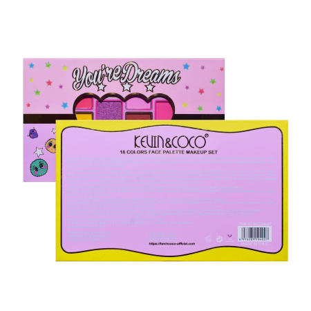 Paletă de Machiaj Kevin&Coco Candy Star, 18 Culori, Farduri de Pleoape Mate și Sidefate, Pigmentare Intensă, Design Candy Colorat, 19.3 x 12 x 1.4 cm3 x 12 x 1.4 cm, Multicolor [7]