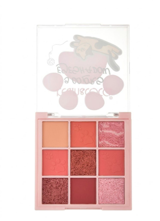 Trusa Machiaj - Paleta de Machiaj pentru Ochi, KEVIN & COCO 7.6x7.6x1.3cm, Cat Shadow, Model 1, 9 Nuante Naturale, Farduri Mate si Sidefate si Glitter pentru Look-uri de Zi si Seara, Cu Oglinda Integrata, Bej Piersic