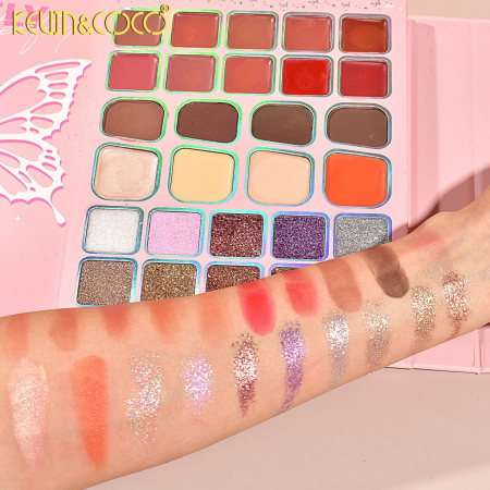 Paleta de Machiaj Profesionala KEVIN & COCO Glowy Butterfly Makeup Book, 96 Nuante, Trusa Multifunctionala pentru Ochi, Buze si Fata, Farduri Mate si Sidefate, Blush, Iluminatoare si Produse, pentru T [6]