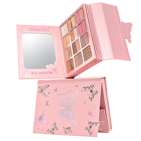 Trusa Machiaj - Paleta de Machiaj Profesionala KEVIN & COCO Glowy Butterfly Makeup Book, 96 Nuante, Trusa Multifunctionala pentru Ochi, Buze si Fata, Farduri Mate si Sidefate, Blush, Iluminatoare si Produse, pentru T