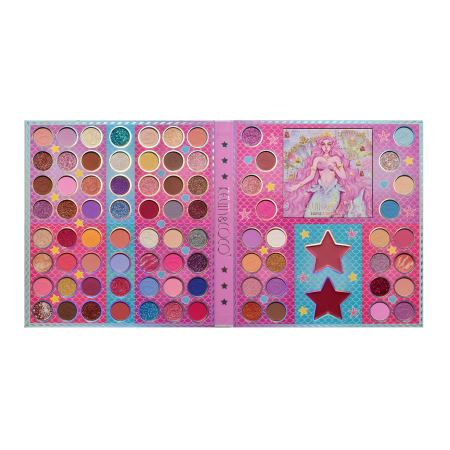 Cosmetice - Paleta de Machiaj Profesionala KEVIN & COCO Mermaids, 86 Culori, Trusa Completa pentru Ochi si Fata, Farduri Mate, Sidefate si Glitter, Blush, Iluminator si Contur, Pigmentare Intensa, 23.5 x 25 x 2.1