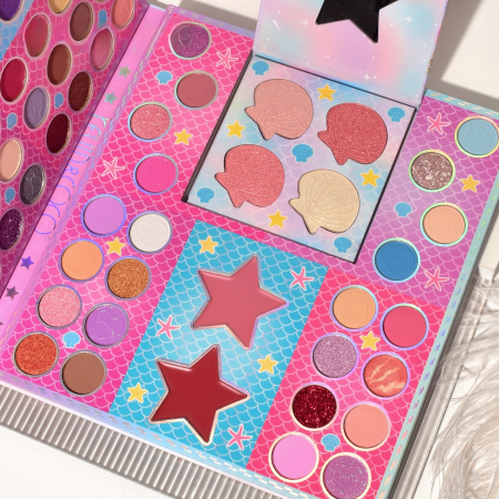 Paleta de Machiaj Profesionala KEVIN & COCO Mermaids, 86 Culori, Trusa Completa pentru Ochi si Fata, Farduri Mate, Sidefate si Glitter, Blush, Iluminator si Contur, Pigmentare Intensa, 23.5 x 25 x 2.1 [4]