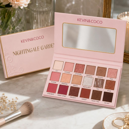 Paleta Farduri pentru Femei, KEVIN&COCO, 18 Culori Expresive, Nightingale Garden, Roz Multicolor [1]