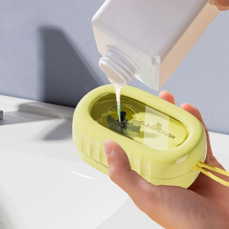 Perie de Spalat Haine, Flippy, cu Dispenser pentru Detergent, 4 Perii de Curatare, din ABS + PS, Galben [2]