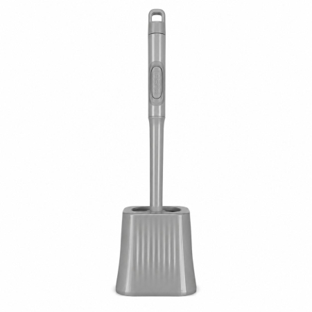 Articole Pentru Baie - Perie de Toaleta, Flippy, cu Recipient pentru Lichid, perie din TPR, Montare fara Perfoare, 12 x 6.5 x 40 cm, Gri