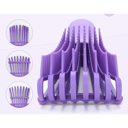 Perie Flexibila, Flippy, pentru Descurcat Par Cret/Umed si Uscat, 8 Brate Mobile, din TPE, 24.5 x 4.5 x 2 cm, Mov [2]