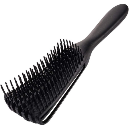 Perie Flexibila, Flippy, pentru Descurcat Par Cret/Umed si Uscat, 8 Brate Mobile, din TPE, 24.5 x 4.5 x 2 cm, Negru [4]