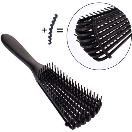Perie Flexibila, Flippy, pentru Descurcat Par Cret/Umed si Uscat, 8 Brate Mobile, din TPE, 24.5 x 4.5 x 2 cm, Negru [3]