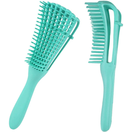 Perie Flexibila, Flippy, pentru Descurcat Par Cret/Umed si Uscat, 8 Brate Mobile, din TPE, 24.5 x 4.5 x 2 cm, Verde [2]