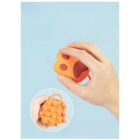 Perie pentru Masajul Scalpului, Perie pentru Sampon, Labuță de Pisică, Dimensiune 7x8 cm, Curatarea si Mentinerea Curata a Parului, Portocaliu [1]