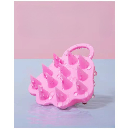 Perie pentru Masajul Scalpului, Perie pentru Sampon, Labuță de Pisică, Dimensiune 7x8 cm, Curatarea si Mentinerea Curata a Parului, Roz [2]